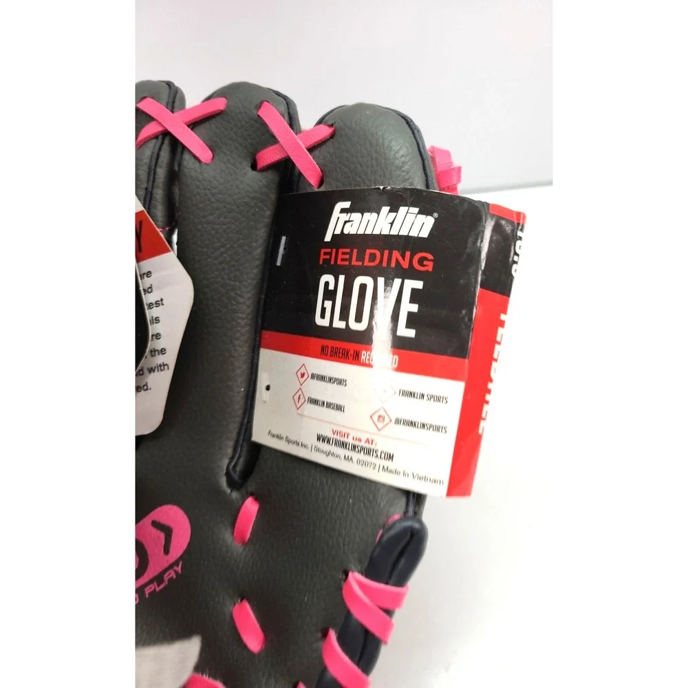 Franklin Fielding Glove 10.5 inch CFS Tee Ball Gray and Pink Glove New with Tags